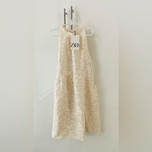 New With Tags Girls Zara Cream Floral Print Dress Sz 11-12
